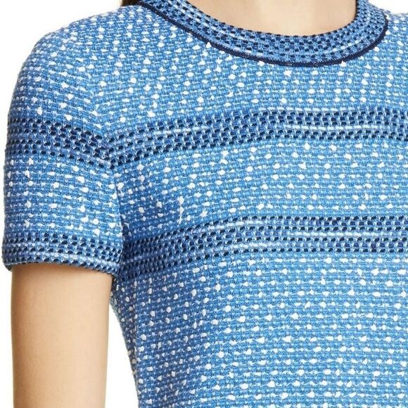 ST. John Engineered Coastal Texture Tweed Knit Dress Blue Size 10 - Picture 4 of 15